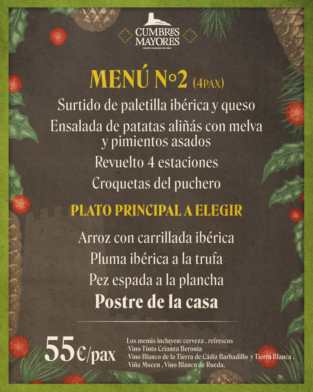 Menú Navidad Cumbres Mayores 2