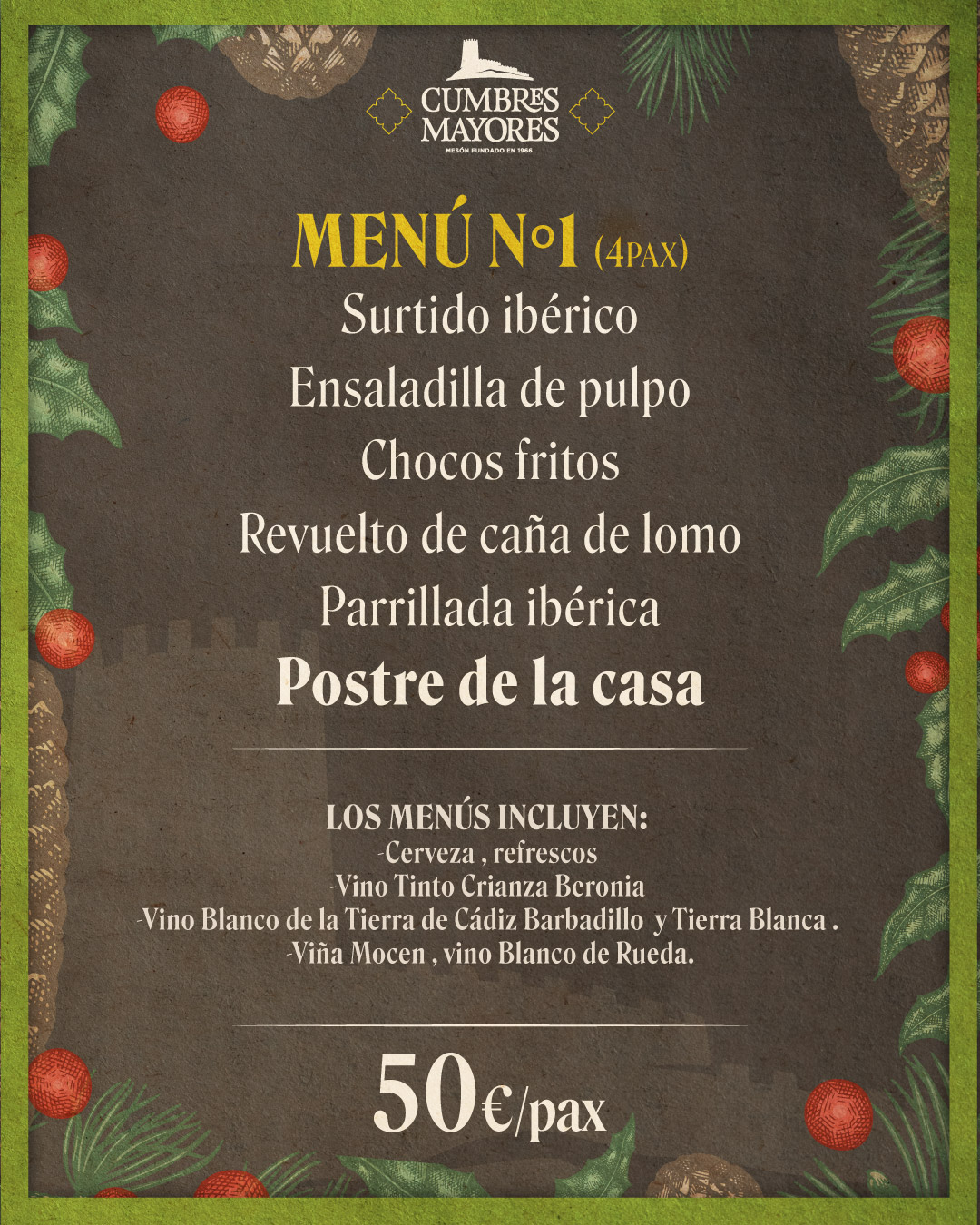 Menú Navidad Cumbres Mayores 1