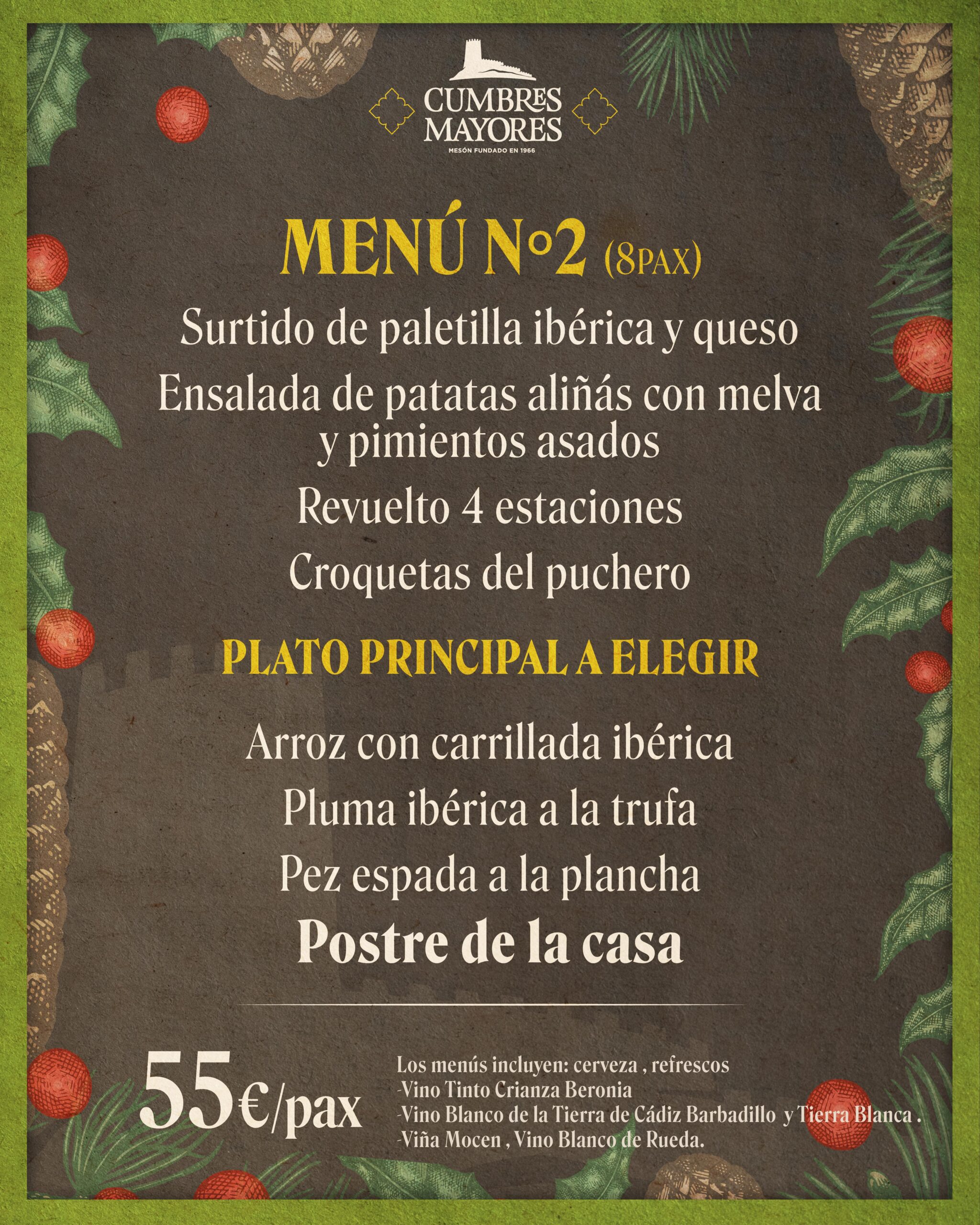 Menú Navidad Cumbres Mayores 2